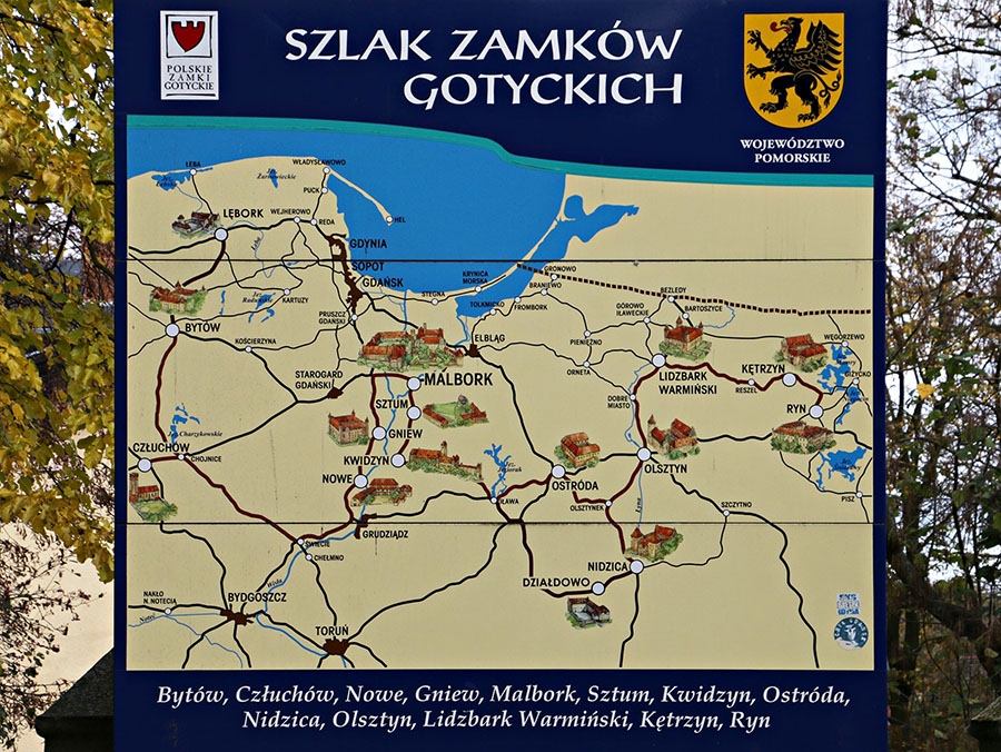 Карта замков на территории Польши