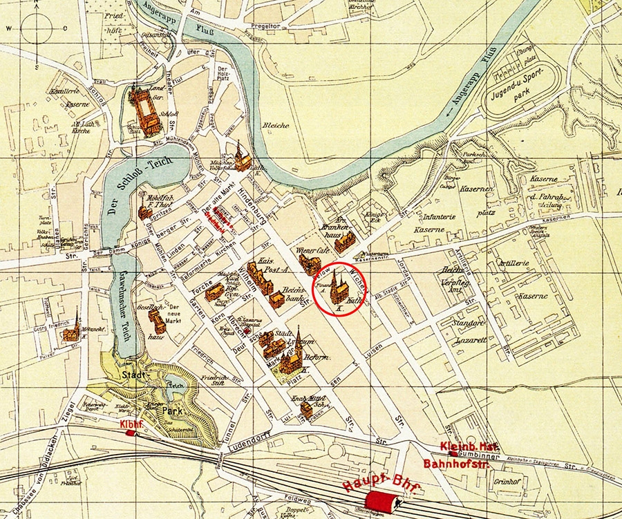 Католическая кирха на карте центра Инстребурга