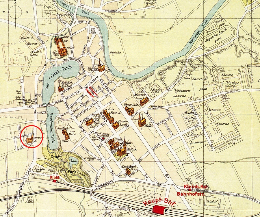 Меланхтонкирха на карте центра Инстребурга