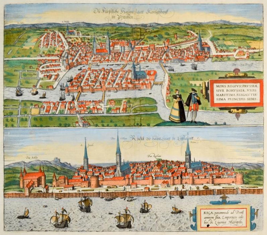 Сдвоенная карта — Кёнигсберг–Рига, XVII век