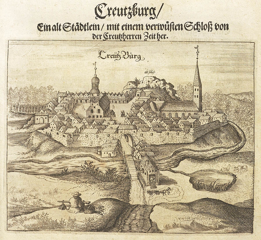 Замок Кройбург на гравюре Христофа Харткноха, XVI в.